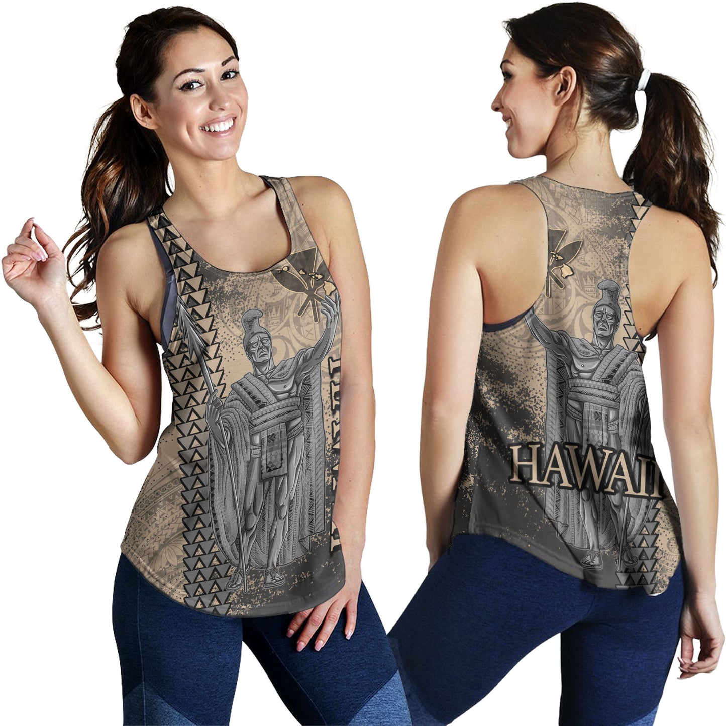 Hawaii Custom Personalised Women Tank Hawaii King Grunge With Halftone Background
