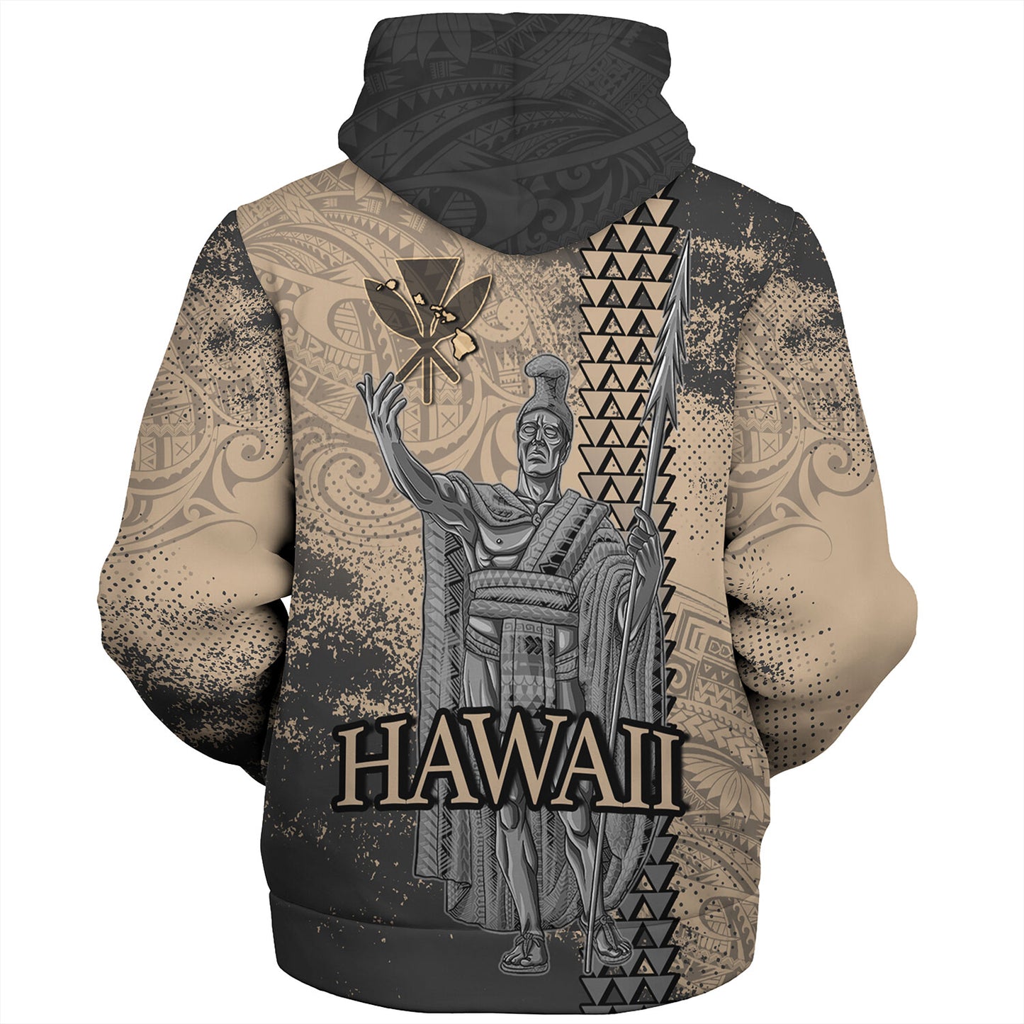 Hawaii Custom Personalised Sherpa Hoodie Hawaii King Grunge With Halftone Background