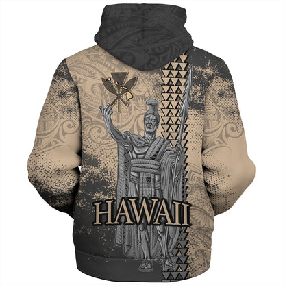 Hawaii Custom Personalised Sherpa Hoodie Hawaii King Grunge With Halftone Background