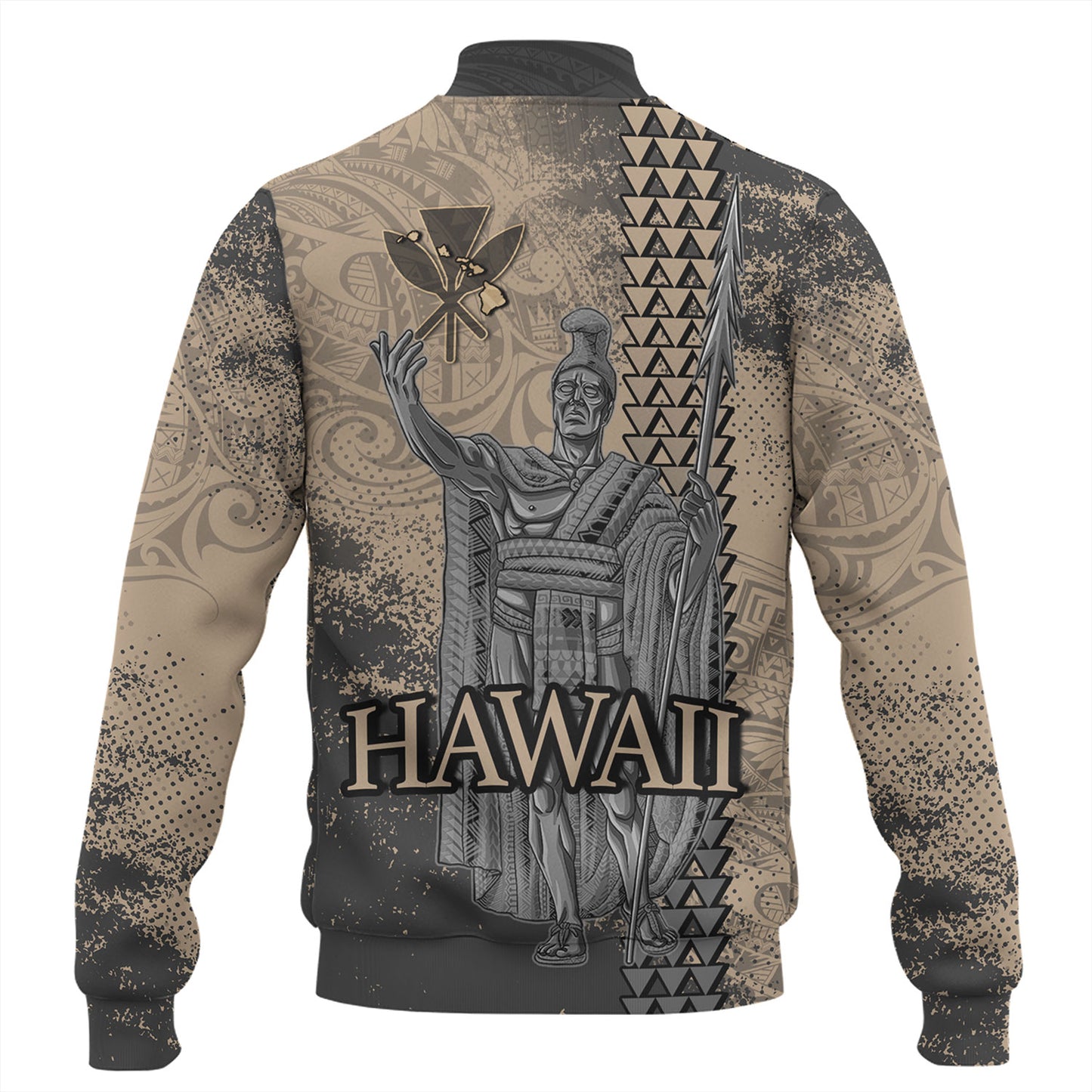 Hawaii Custom Personalised Baseball Jacket Hawaii King Grunge With Halftone Background