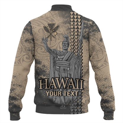 Hawaii Custom Personalised Baseball Jacket Hawaii King Grunge With Halftone Background