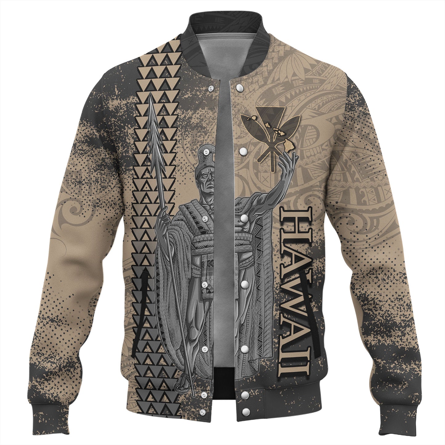 Hawaii Custom Personalised Baseball Jacket Hawaii King Grunge With Halftone Background