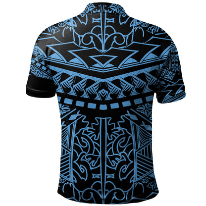 Hawaii Polo Shirt Custom Kanaka Maoli Hawaiian Blue Tribal Pattern