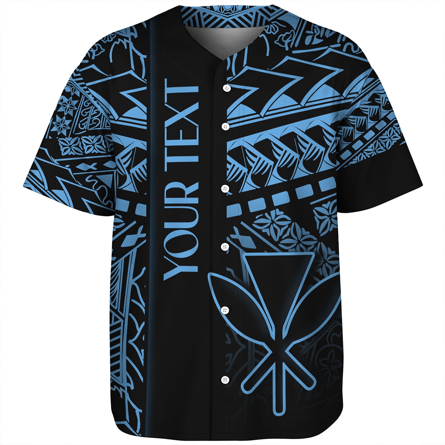 Hawaii Baseball Shirt Custom Kanaka Maoli Hawaiian Blue Tribal Pattern