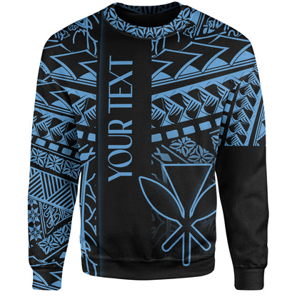 Hawaii Sweatshirt Custom Kanaka Maoli Hawaiian Blue Tribal Pattern