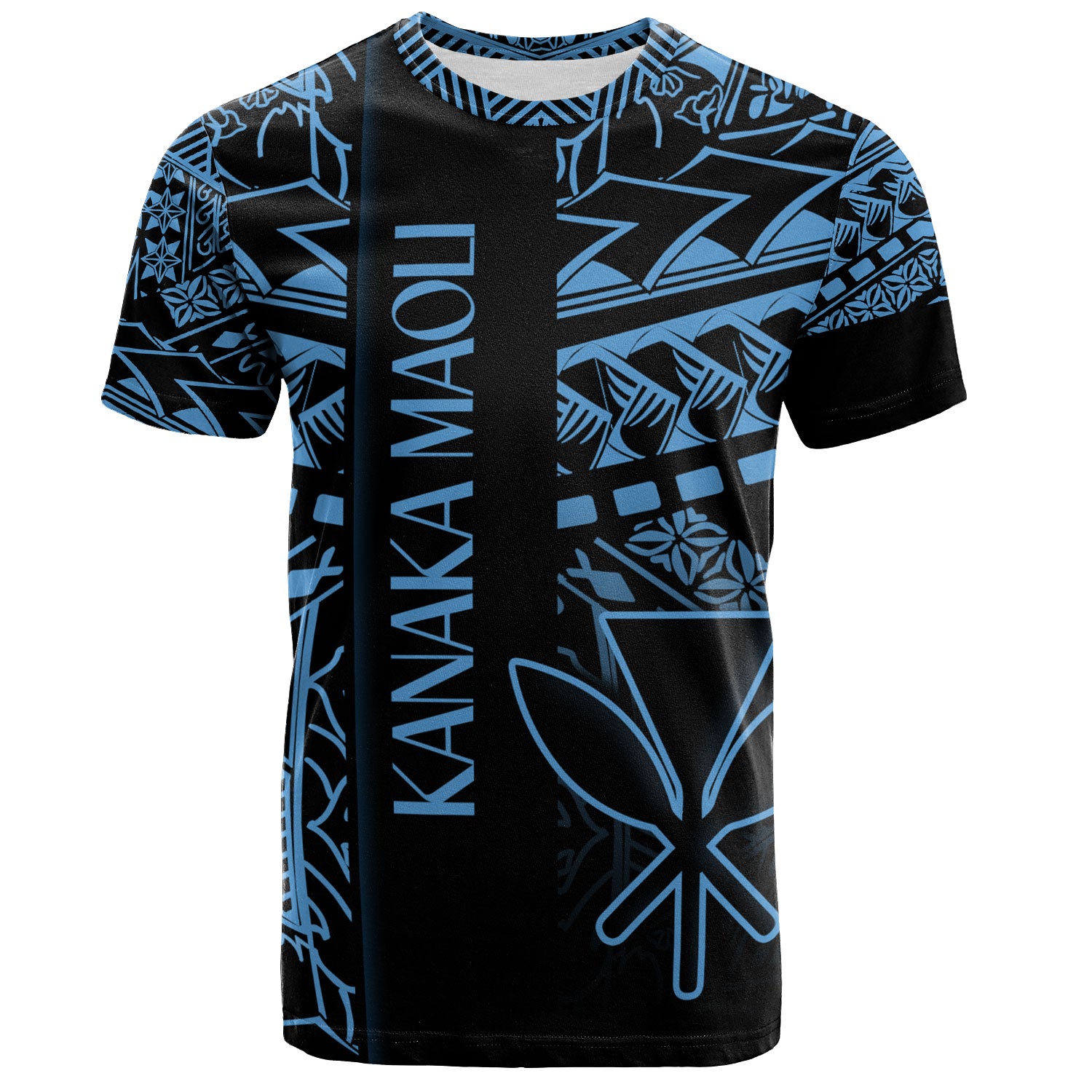 Hawaii T-Shirt Custom Kanaka Maoli Hawaiian Blue Tribal Pattern