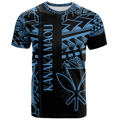 Hawaii T-Shirt Custom Kanaka Maoli Hawaiian Blue Tribal Pattern