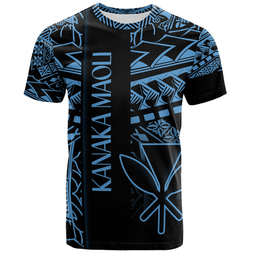 Hawaii T-Shirt Custom Kanaka Maoli Hawaiian Blue Tribal Pattern
