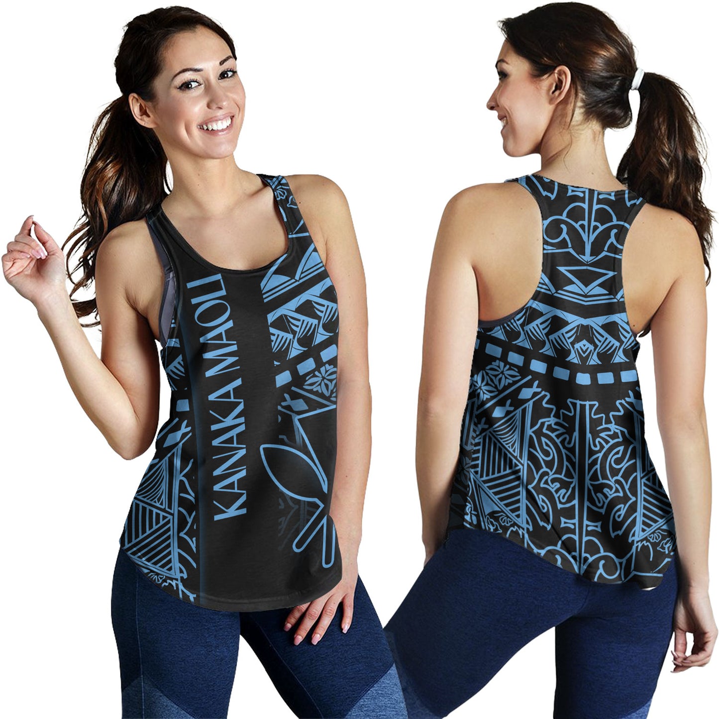Hawaii Women Tank Custom Kanaka Maoli Hawaiian Blue Tribal Pattern