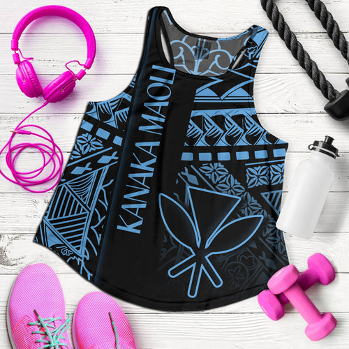 Hawaii Women Tank Custom Kanaka Maoli Hawaiian Blue Tribal Pattern