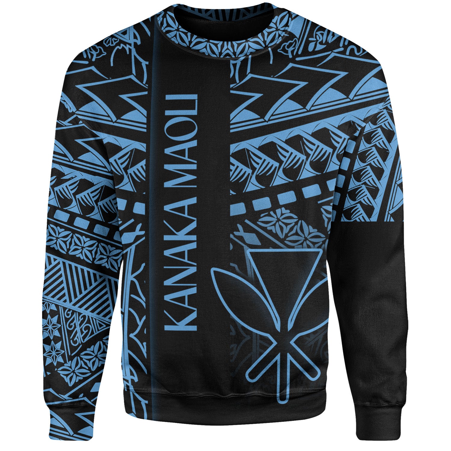 Hawaii Sweatshirt Custom Kanaka Maoli Hawaiian Blue Tribal Pattern