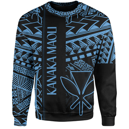 Hawaii Sweatshirt Custom Kanaka Maoli Hawaiian Blue Tribal Pattern