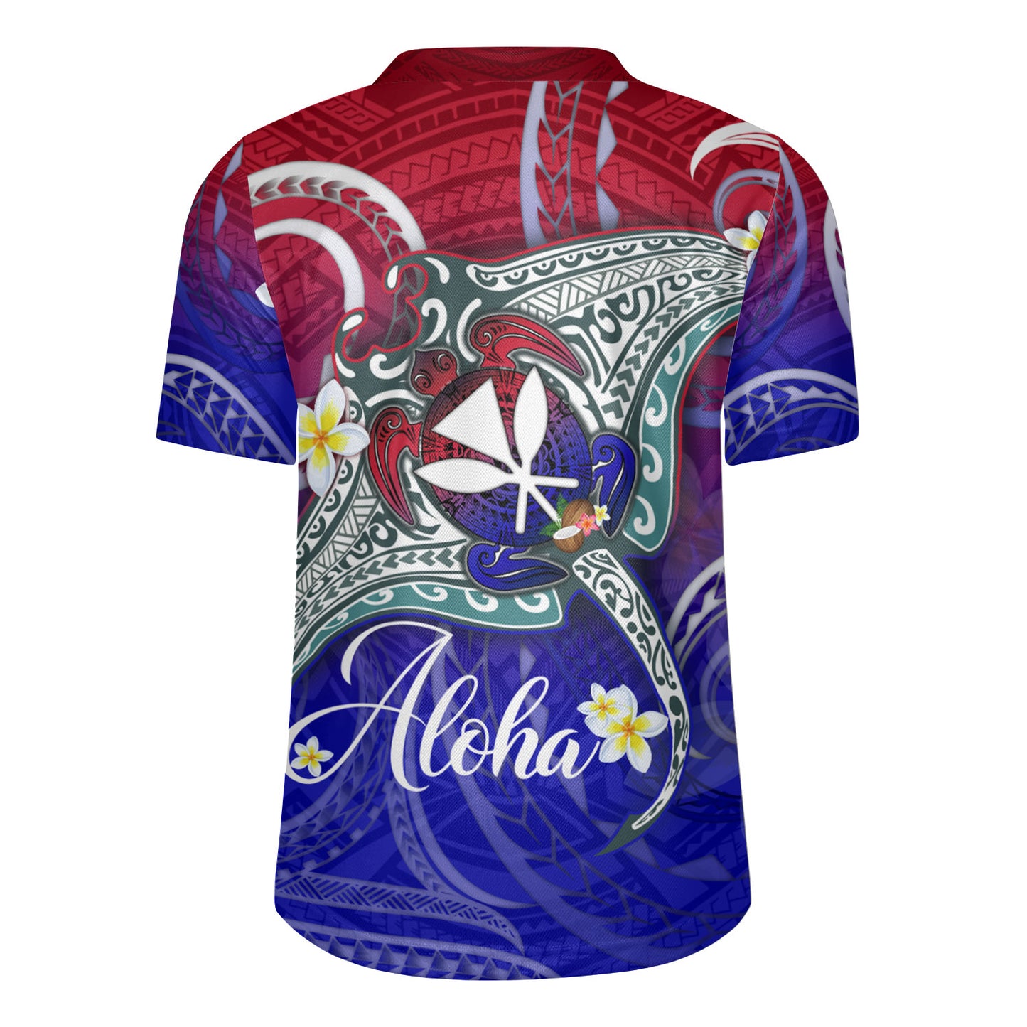 Hawaii Custom Personalised Rugby Jersey Kanaka Maoli Manta Ray With Turtle Plumeria Mixed Polynesian Style