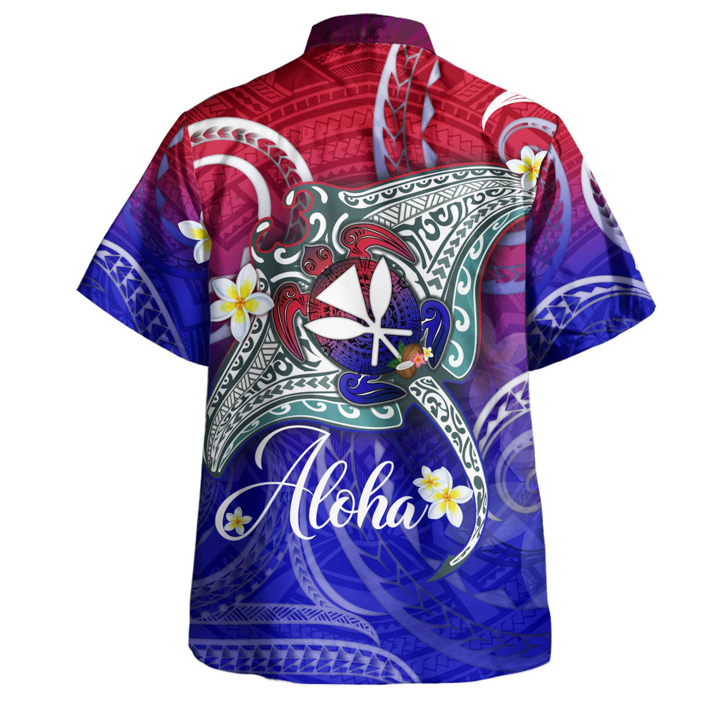 Hawaii Custom Personalised Hawaiian Shirt Kanaka Maoli Manta Ray With Turtle Plumeria Mixed Polynesian Style