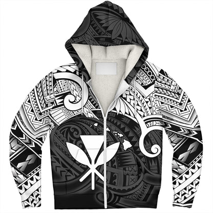 Hawaii Sherpa Hoodie Kanaka Maoli Map Polynesian Tatau