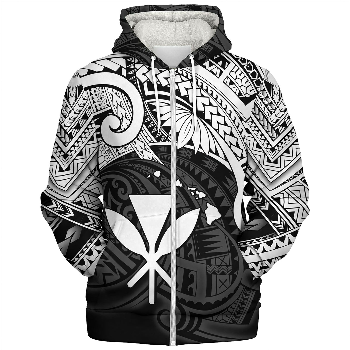 Hawaii Sherpa Hoodie Kanaka Maoli Map Polynesian Tatau