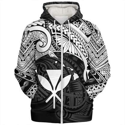 Hawaii Sherpa Hoodie Kanaka Maoli Map Polynesian Tatau