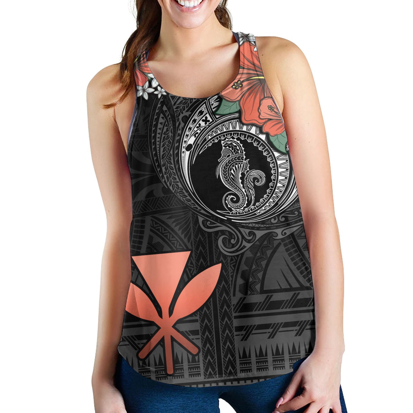 Hawaii Women Tank Kanaka Maoli Seahorse Polynesian Tattoo