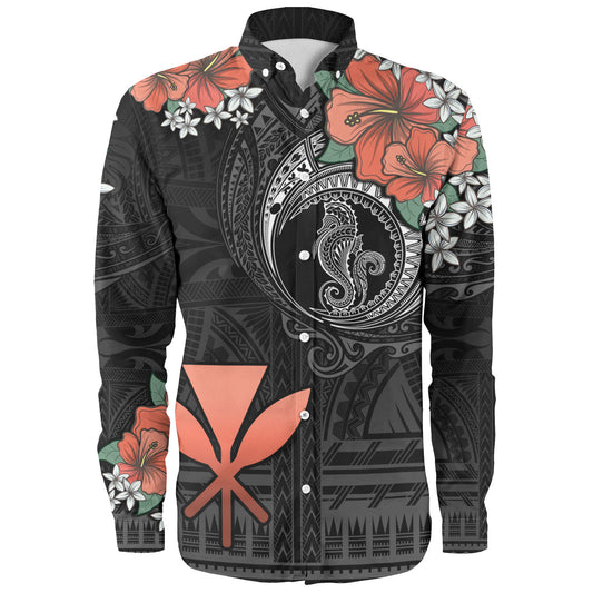 Hawaii Long Sleeve Shirt Kanaka Maoli Seahorse Polynesian Tattoo