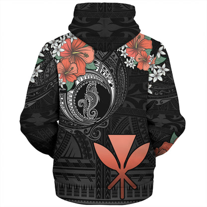 Hawaii Sherpa Hoodie Kanaka Maoli Seahorse Polynesian Tattoo