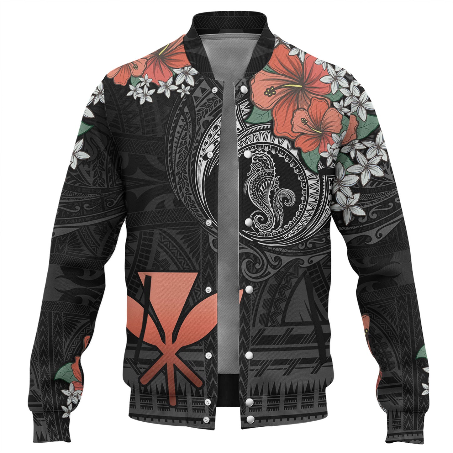 Hawaii Baseball Jacket Kanaka Maoli Seahorse Polynesian Tattoo