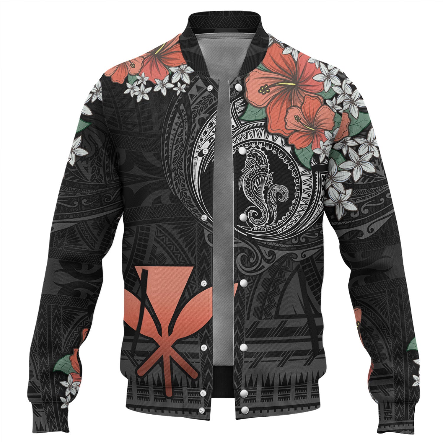 Hawaii Baseball Jacket Kanaka Maoli Seahorse Polynesian Tattoo