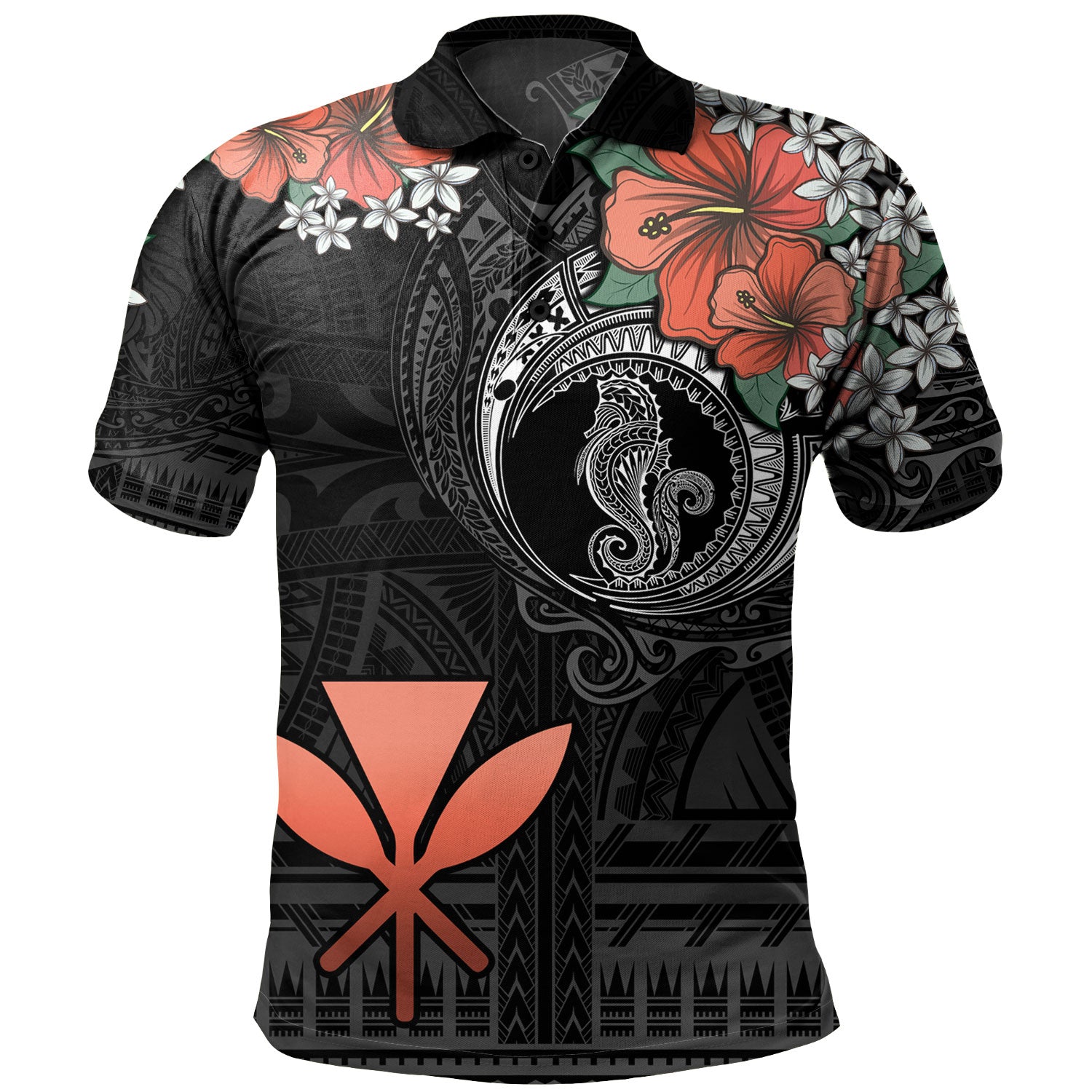 Hawaii Polo Shirt Kanaka Maoli Seahorse Polynesian Tattoo