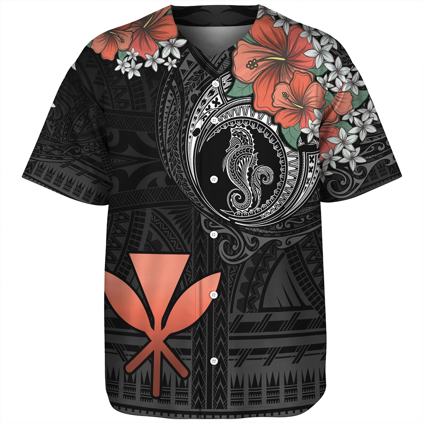 Hawaii Baseball Shirt Kanaka Maoli Seahorse Polynesian Tattoo