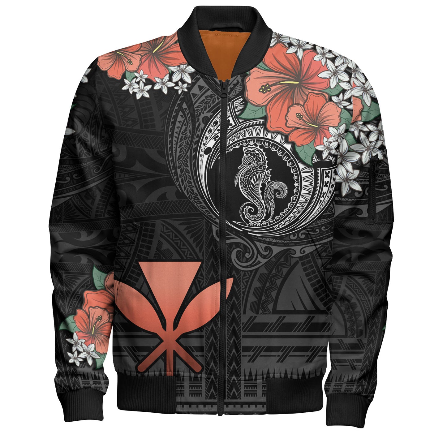 Hawaii Bomber Jacket Kanaka Maoli Seahorse Polynesian Tattoo