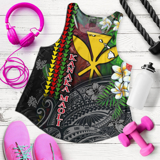 Hawaii Custom Personalised Women Tank Hibiscus And Plumeria With Palm Branches Vintage Style