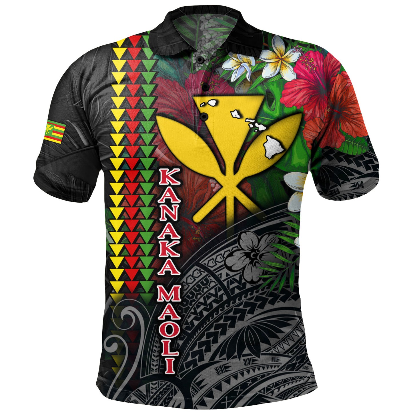 Hawaii Custom Personalised Polo Shirt Hibiscus And Plumeria With Palm Branches Vintage Style