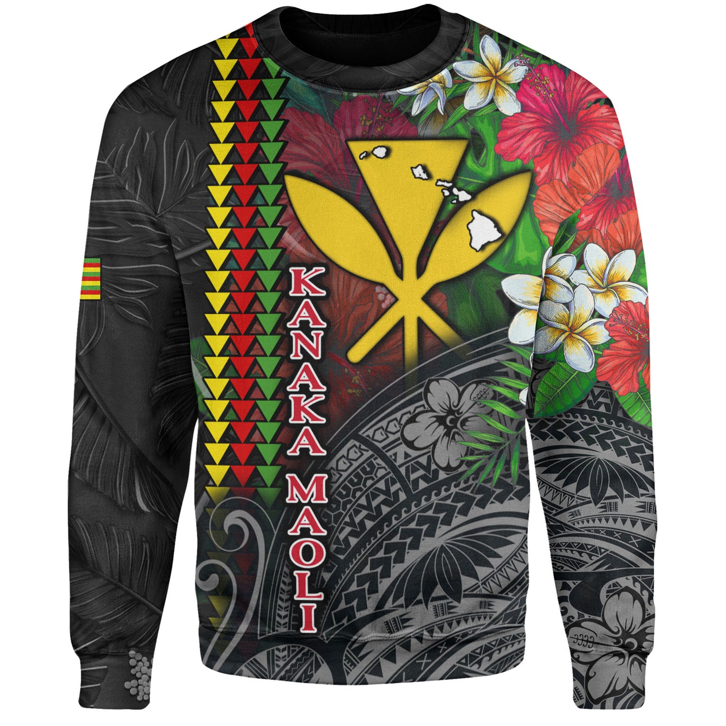 Hawaii Custom Personalised Sweatshirt Hibiscus And Plumeria With Palm Branches Vintage Style