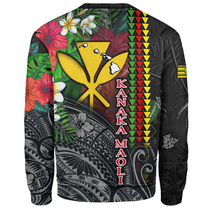 Hawaii Custom Personalised Sweatshirt Hibiscus And Plumeria With Palm Branches Vintage Style