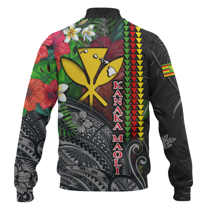 Hawaii Custom Personalised Baseball Jacket Hibiscus And Plumeria With Palm Branches Vintage Style