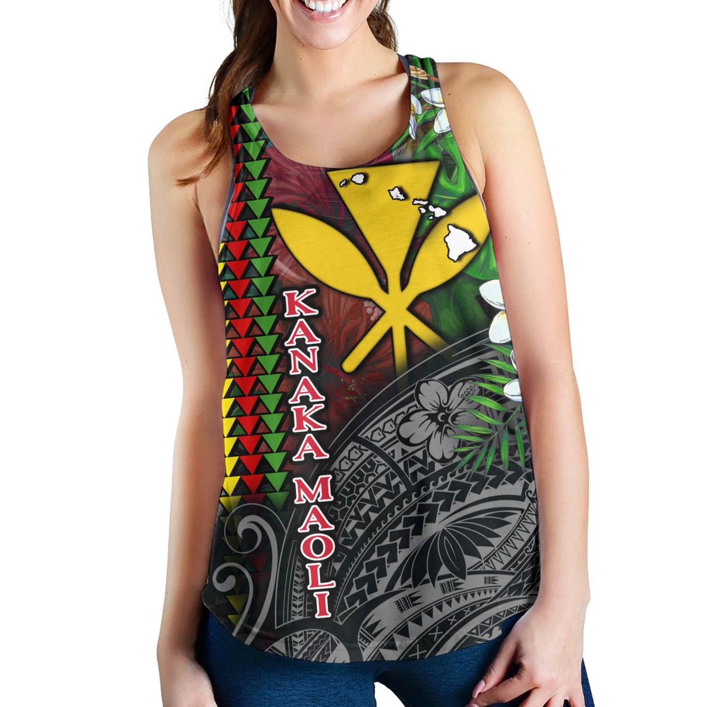 Hawaii Custom Personalised Women Tank Hibiscus And Plumeria With Palm Branches Vintage Style