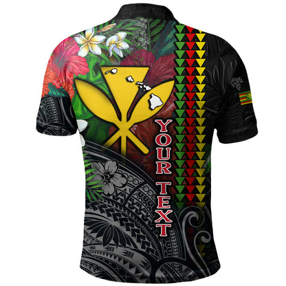 Hawaii Custom Personalised Polo Shirt Hibiscus And Plumeria With Palm Branches Vintage Style