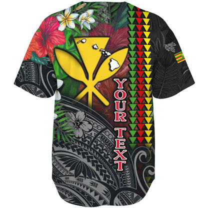 Hawaii Custom Personalised Baseball Shirt Hibiscus And Plumeria With Palm Branches Vintage Style