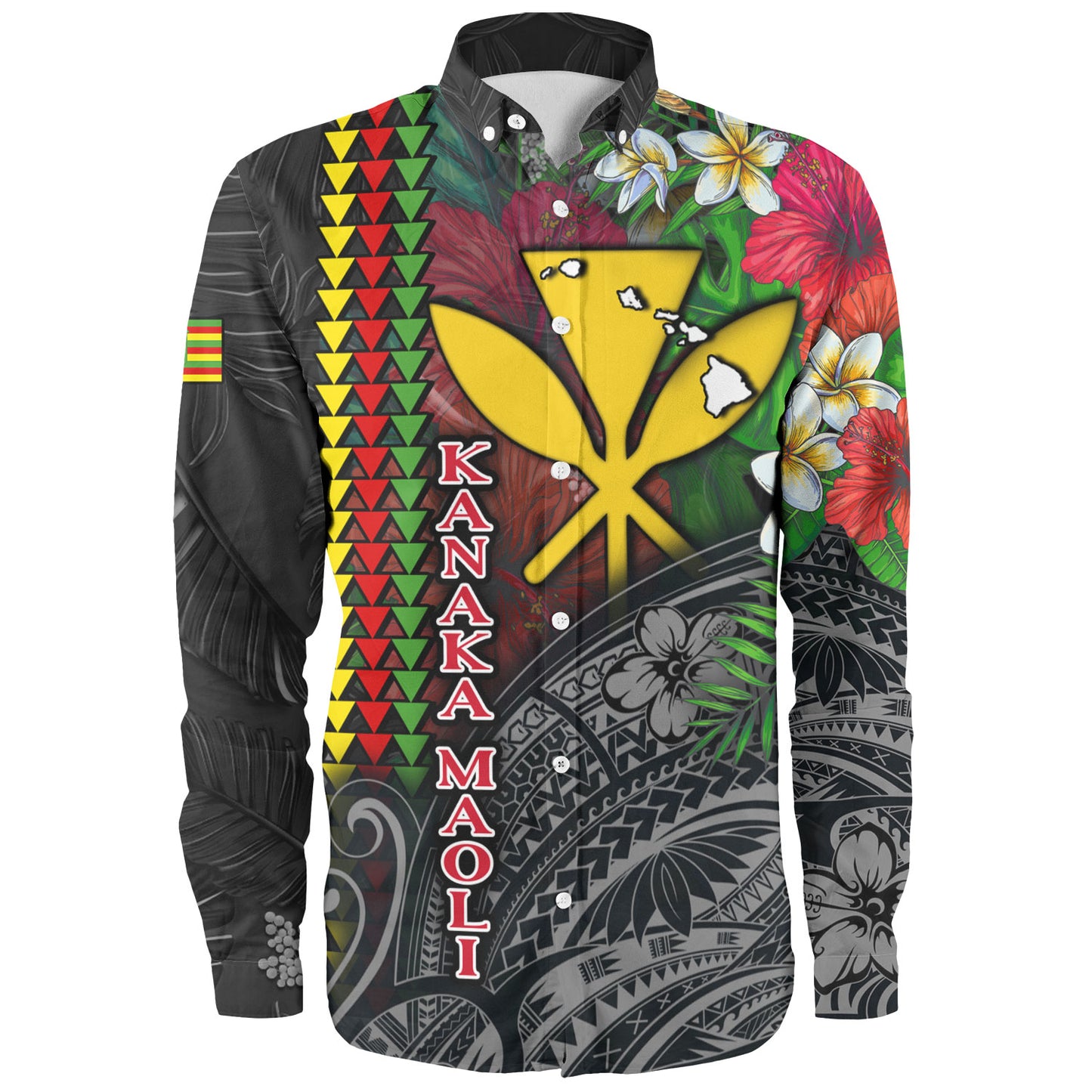 Hawaii Custom Personalised Long Sleeve Shirt Hibiscus And Plumeria With Palm Branches Vintage Style