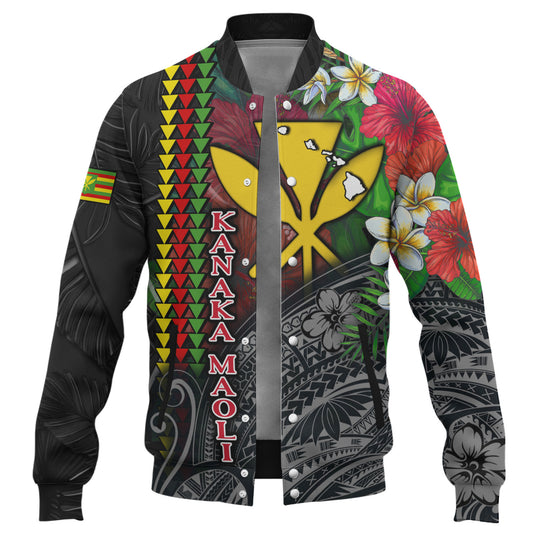 Hawaii Custom Personalised Baseball Jacket Hibiscus And Plumeria With Palm Branches Vintage Style