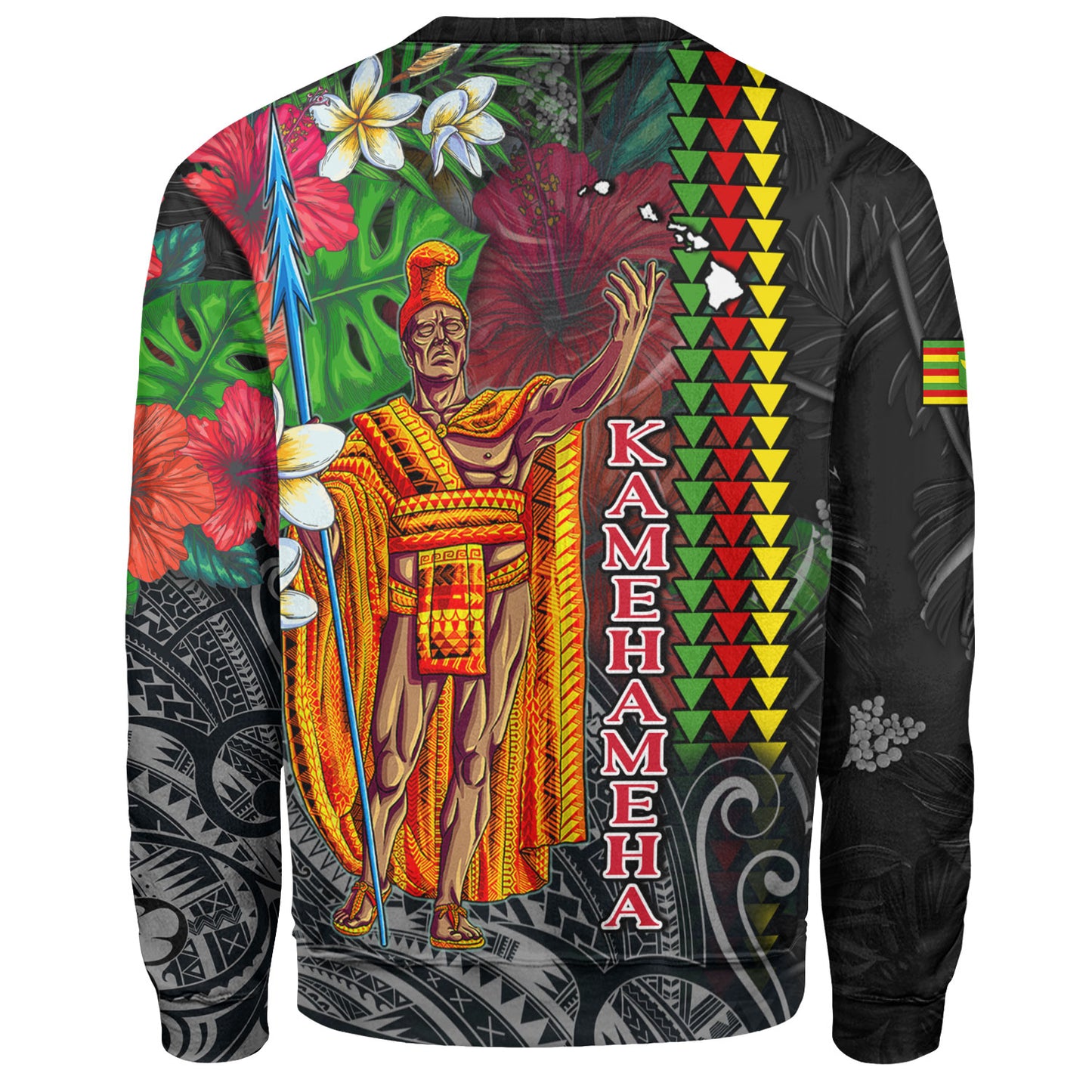 Hawaii Custom Personalised Sweatshirt King Kamehameha Hibiscus And Plumeria With Palm Branches Vintage Style