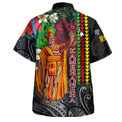 Hawaii Custom Personalised Hawaiian Shirt King Kamehameha Hibiscus And Plumeria With Palm Branches Vintage Style