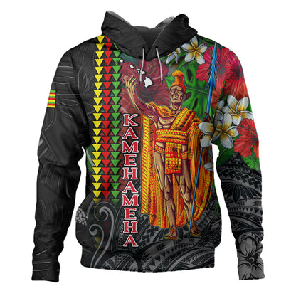 Hawaii Custom Personalised Hoodie King Kamehameha Hibiscus And Plumeria With Palm Branches Vintage Style