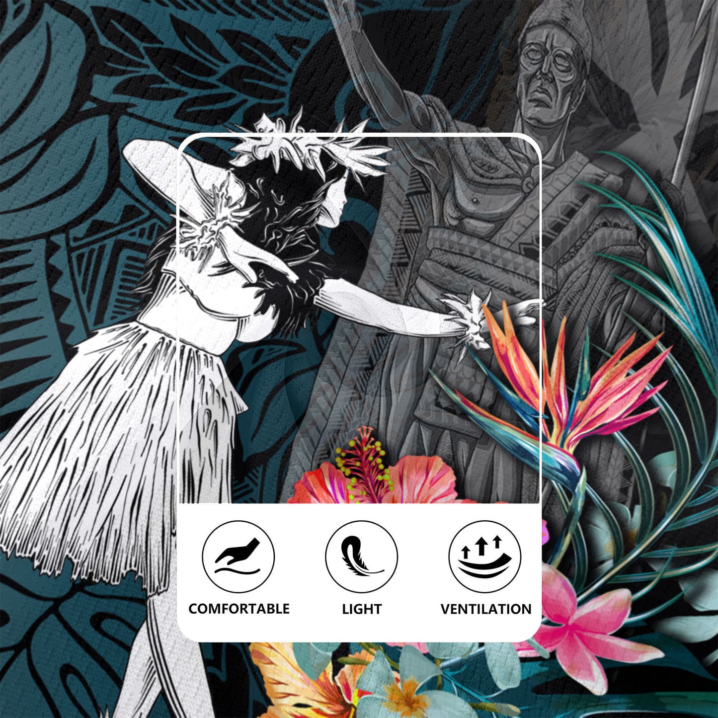 Hawaii Rugby Jersey King Kamehameha With Hawaiian Girls Tropical Flowers