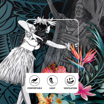 Hawaii Rugby Jersey King Kamehameha With Hawaiian Girls Tropical Flowers