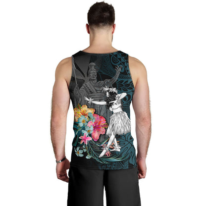 Hawaii Tank Top King Kamehameha With Hawaiian Girls Tropical Flowers