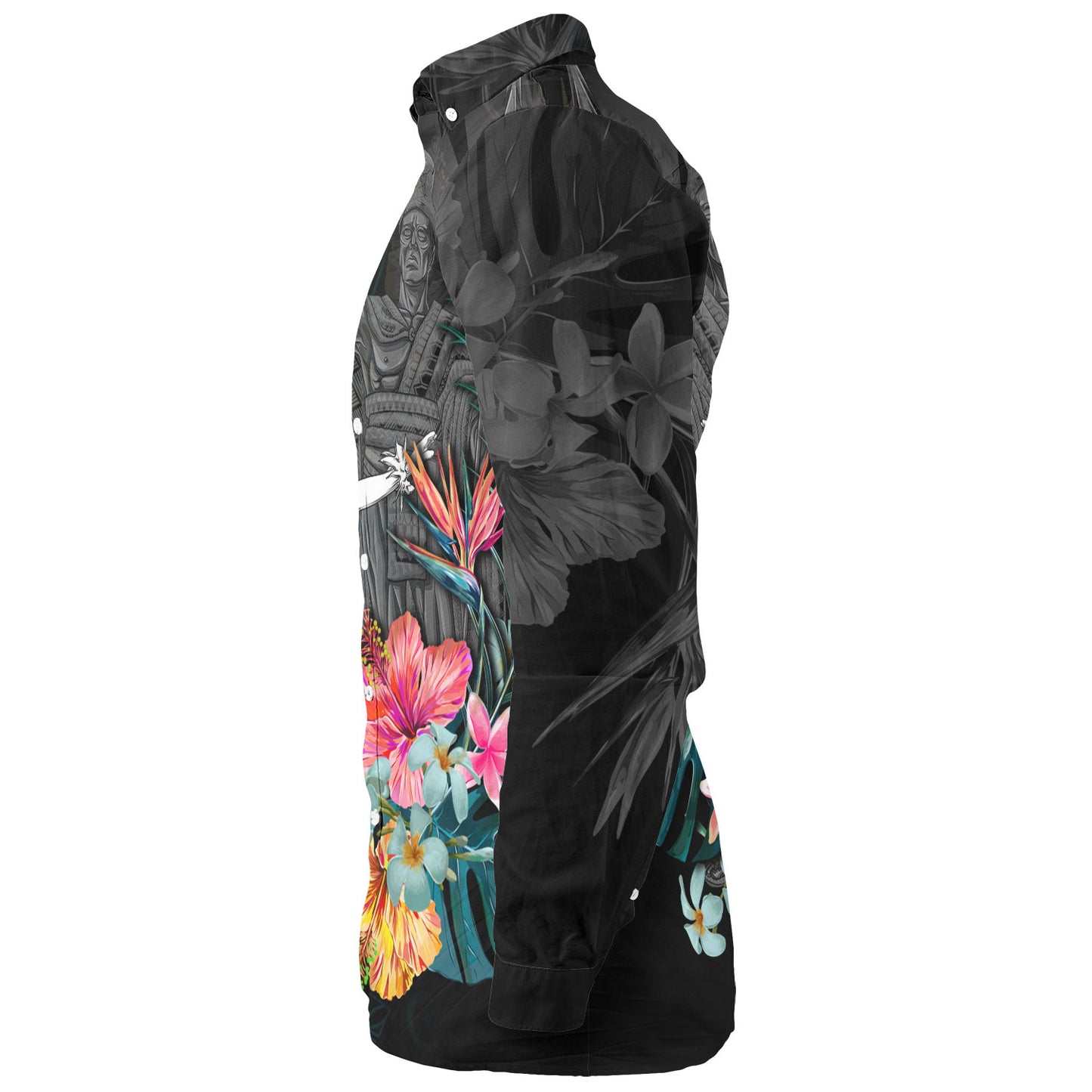 Hawaii Long Sleeve Shirt King Kamehameha With Hawaiian Girls Tropical Flowers