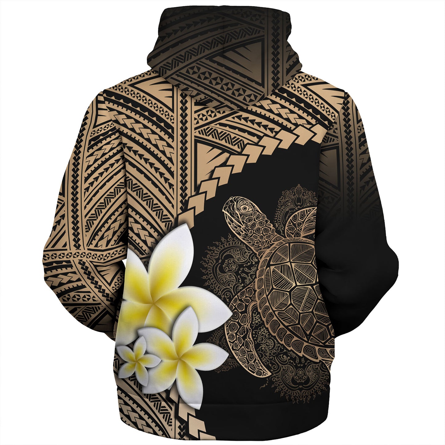 Hawaii Custom Personalised Sherpa Hoodie Plumeria Sea Turtle Tattoo Tribal Design