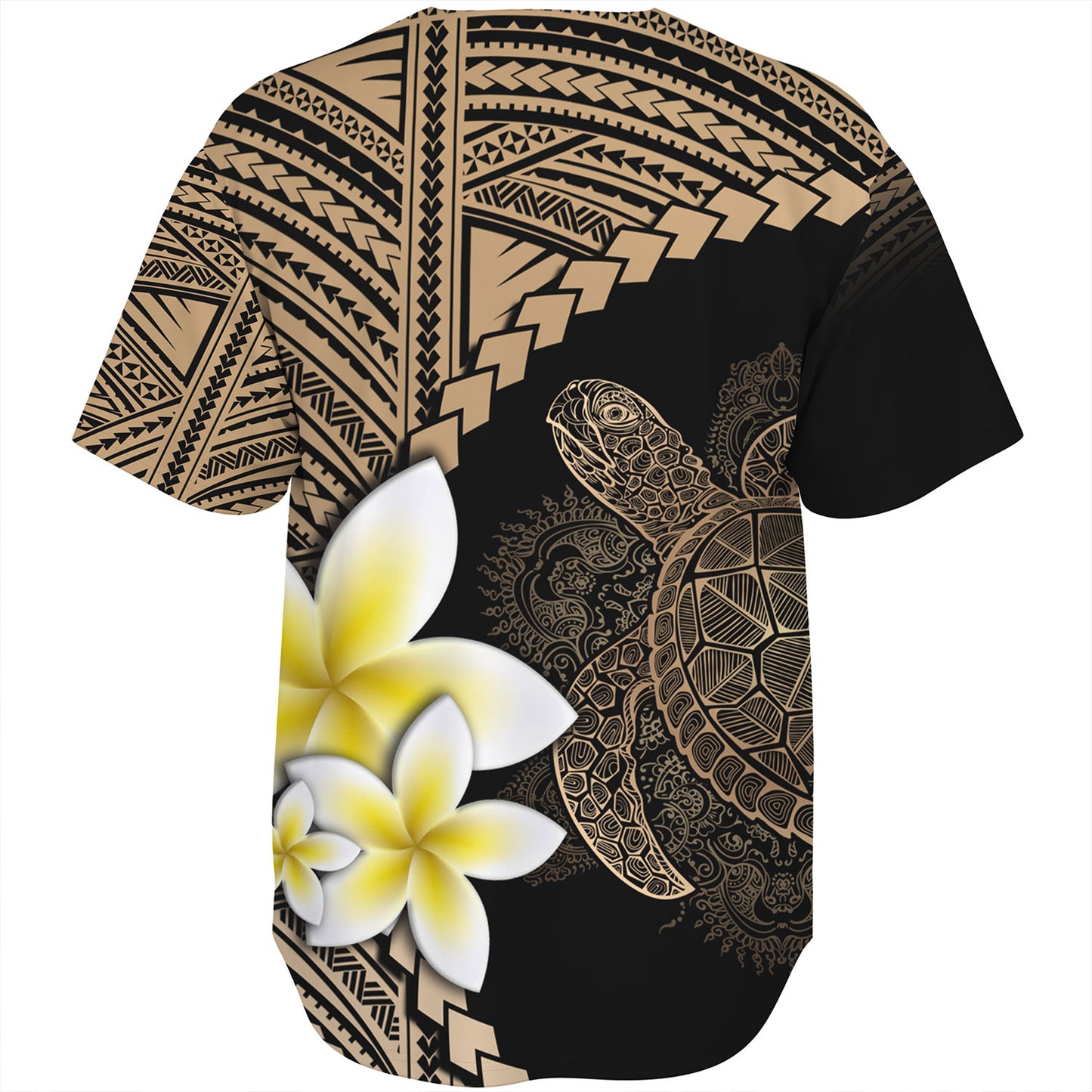 Hawaii Custom Personalised Baseball Shirt Plumeria Sea Turtle Tattoo Tribal Design