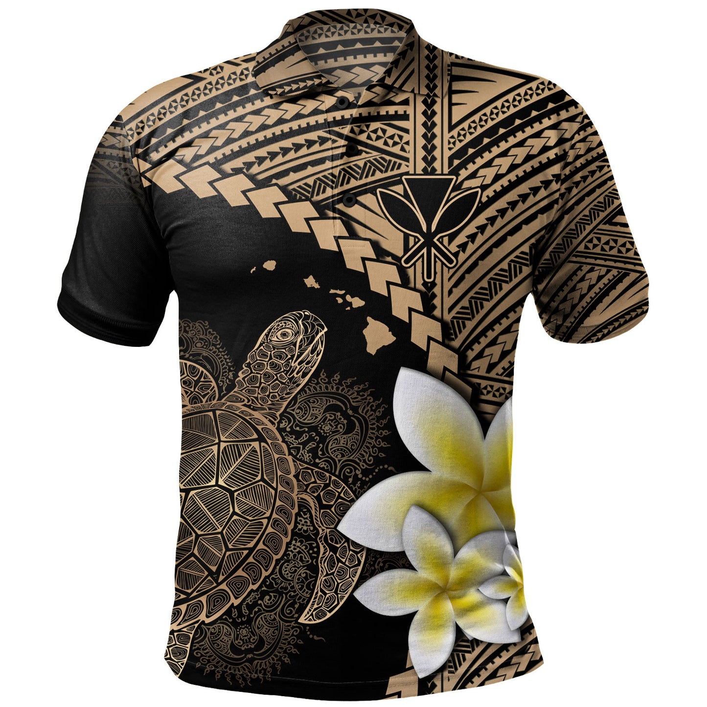 Hawaii Custom Personalised Polo Shirt Plumeria Sea Turtle Tattoo Tribal Design