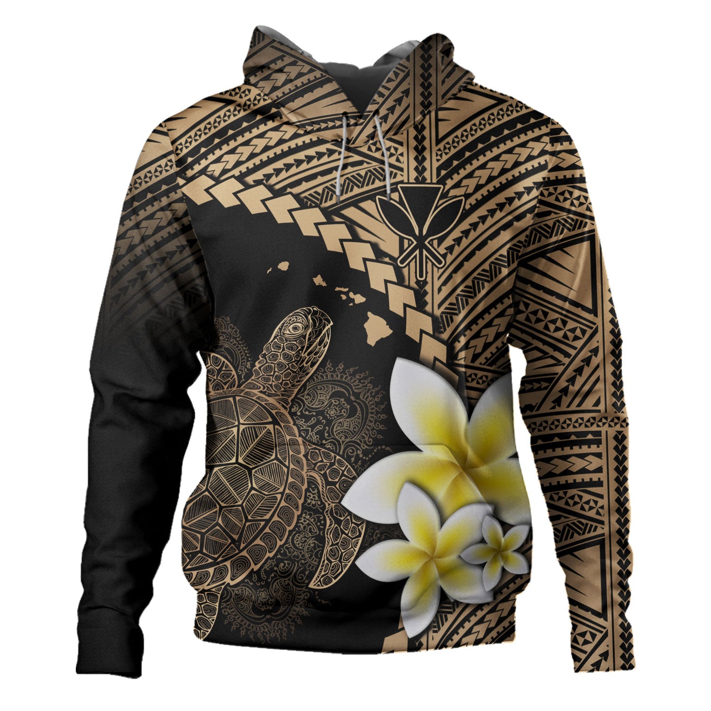 Hawaii Custom Personalised Hoodie Plumeria Sea Turtle Tattoo Tribal Design